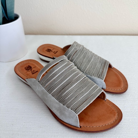 New G.C. Shoes Mattie Silver Embellished Leather Dressy Slide Sandals Women’s 9 - Picture 2 of 14